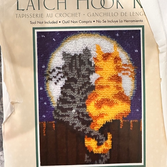 Vtg WonderArt Caron Moonlight Meow CATS 426122 Latch Hook Kit 15 x 20 Rug NIB - Picture 2 of 4